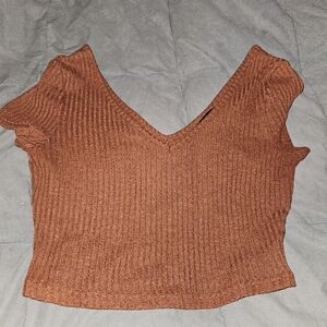 Shein scoop v neck crop top